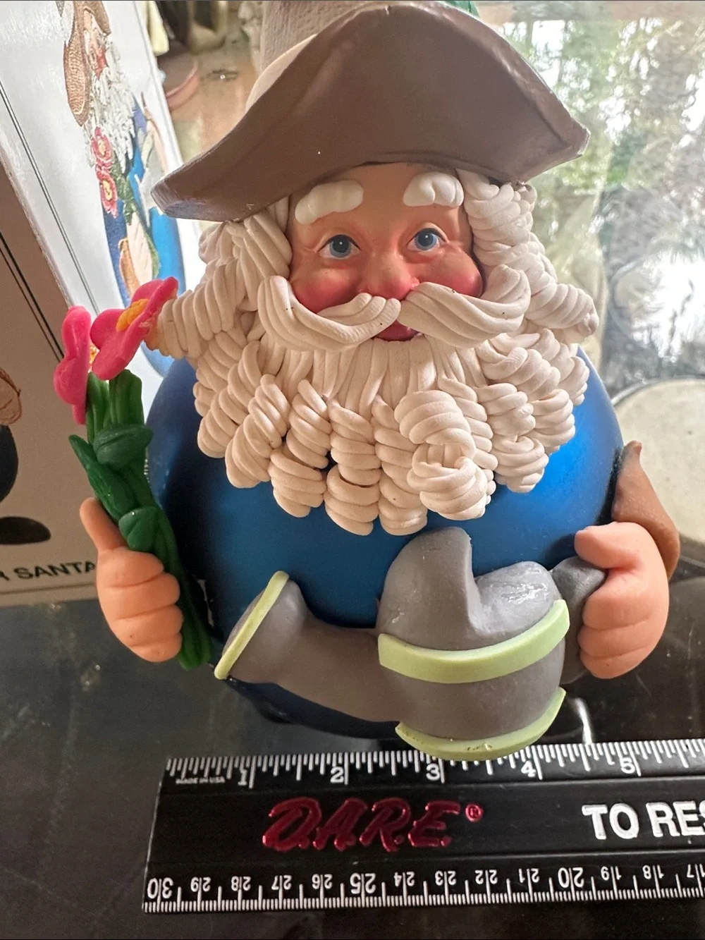 Gardener Santa Ornament in Blue